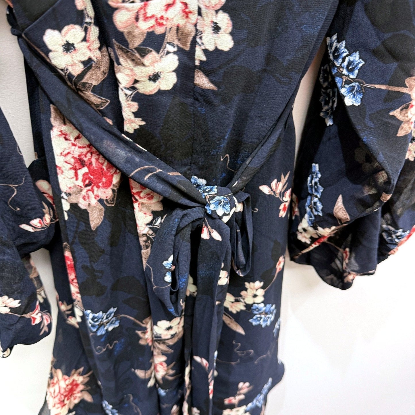 City Chic Womens Maxi Elodie Floral Print Wrap Dress Navy Bluebell Size XXL NEW