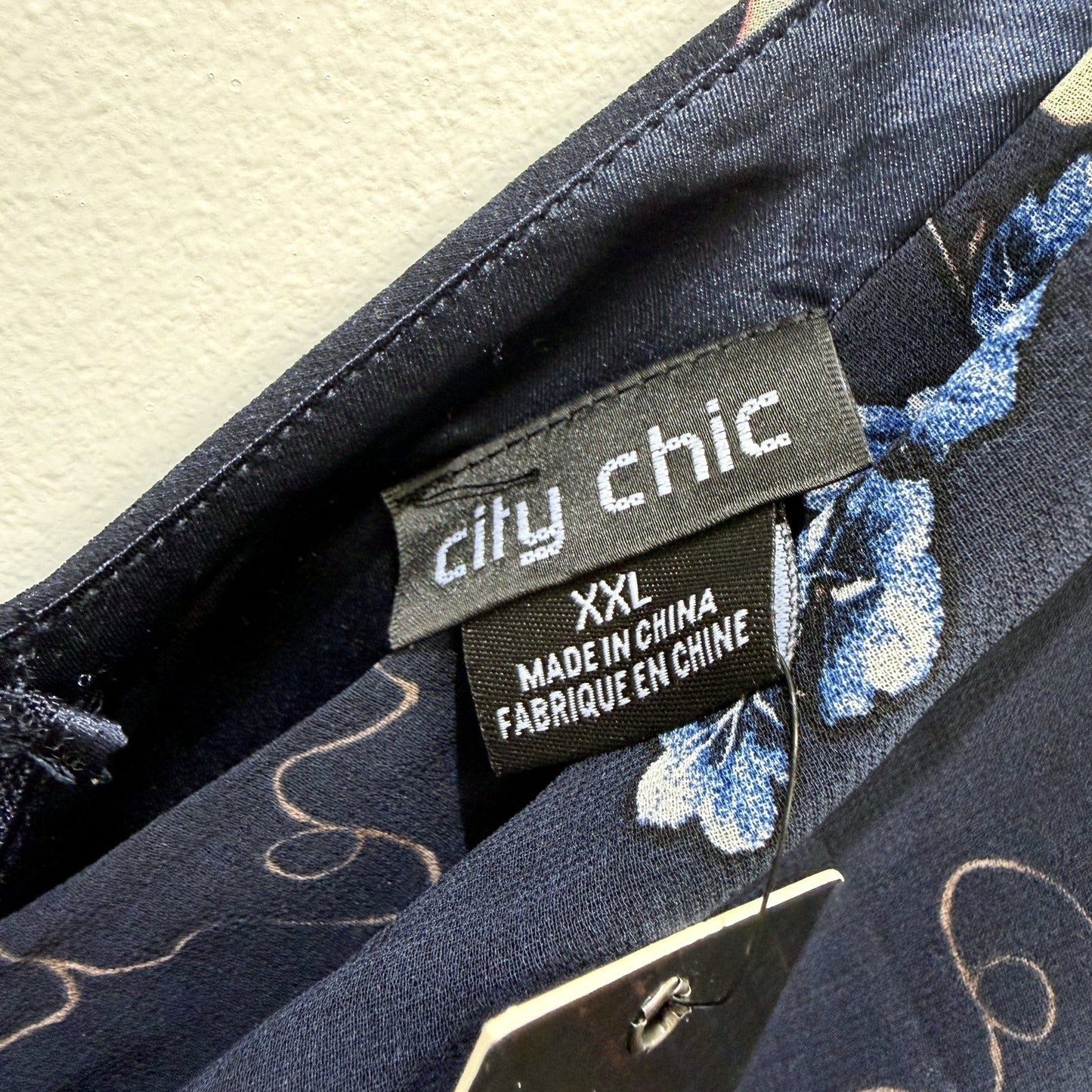 City Chic Womens Maxi Elodie Floral Print Wrap Dress Navy Bluebell Size XXL NEW
