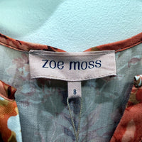 Zoe Moss Womens Floral Puff Sleeve Tiered Shirt Dress Size 8 NEW