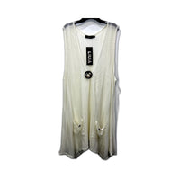 Lilla Womens Sleeveless Open Front Cardigan White Cotton Elastane Size 2XL NEW