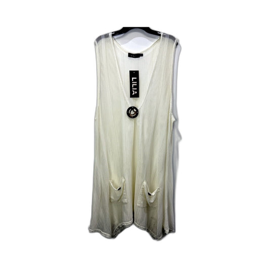 Lilla Womens Sleeveless Open Front Cardigan White Cotton Elastane Size 2XL NEW