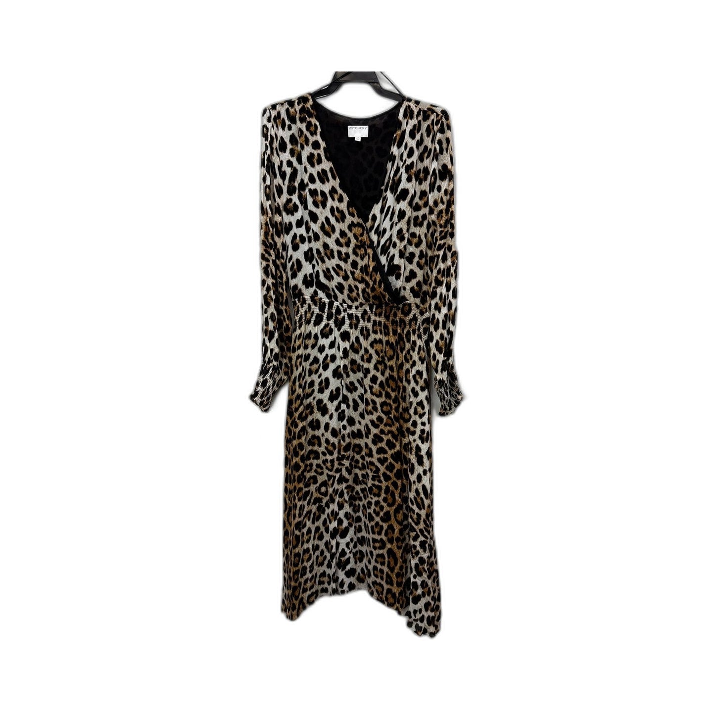 Witchers Womens Leopard Print Tie Waist Dress Viscose Polyester Size 14