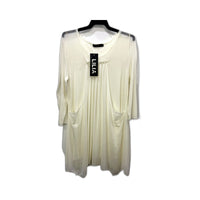 Lilia Womens Pleated Pullover Dress Long Sleeve Cinched Waist White Size S NEW
