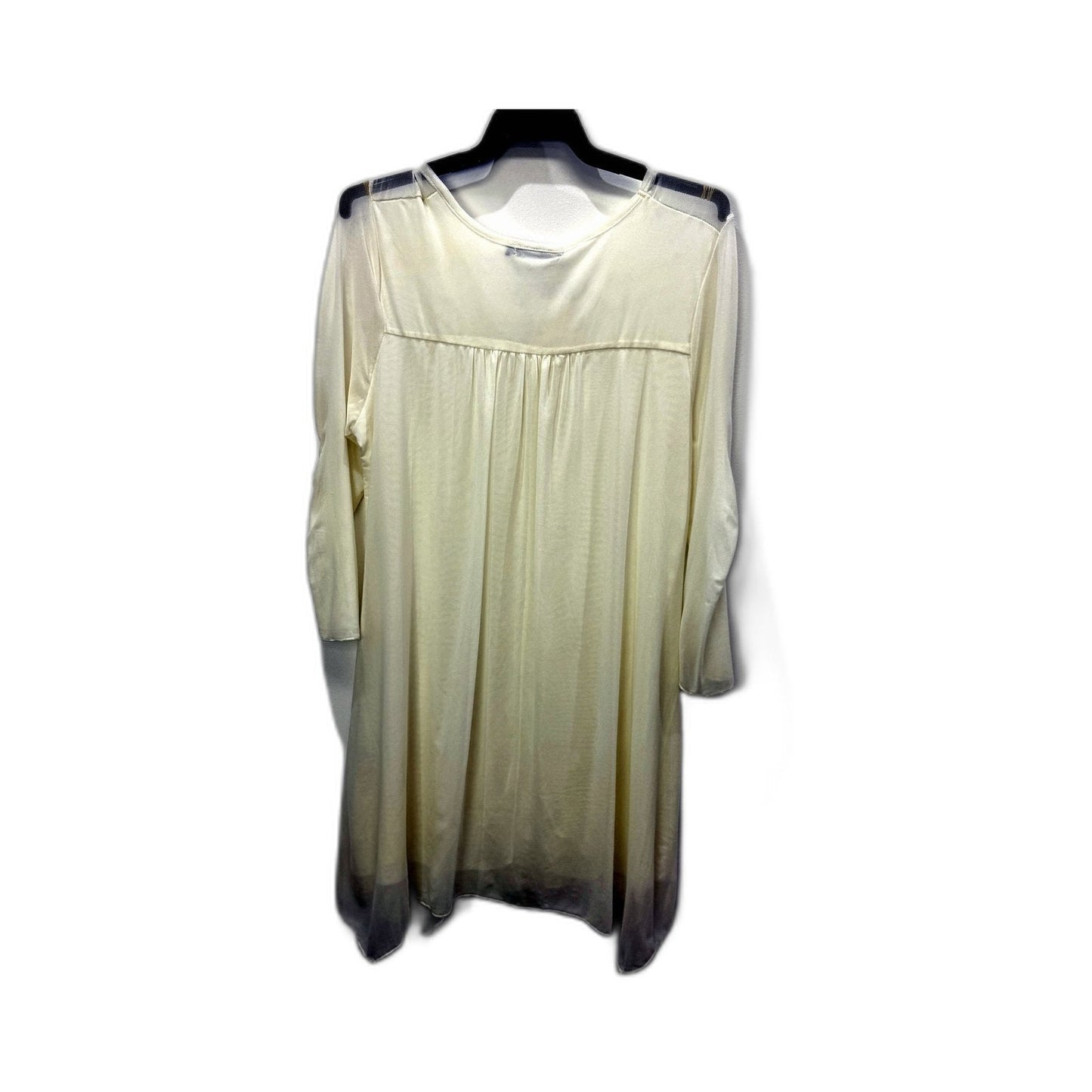 Lilia Womens Pleated Pullover Dress Long Sleeve Cinched Waist White Size S NEW