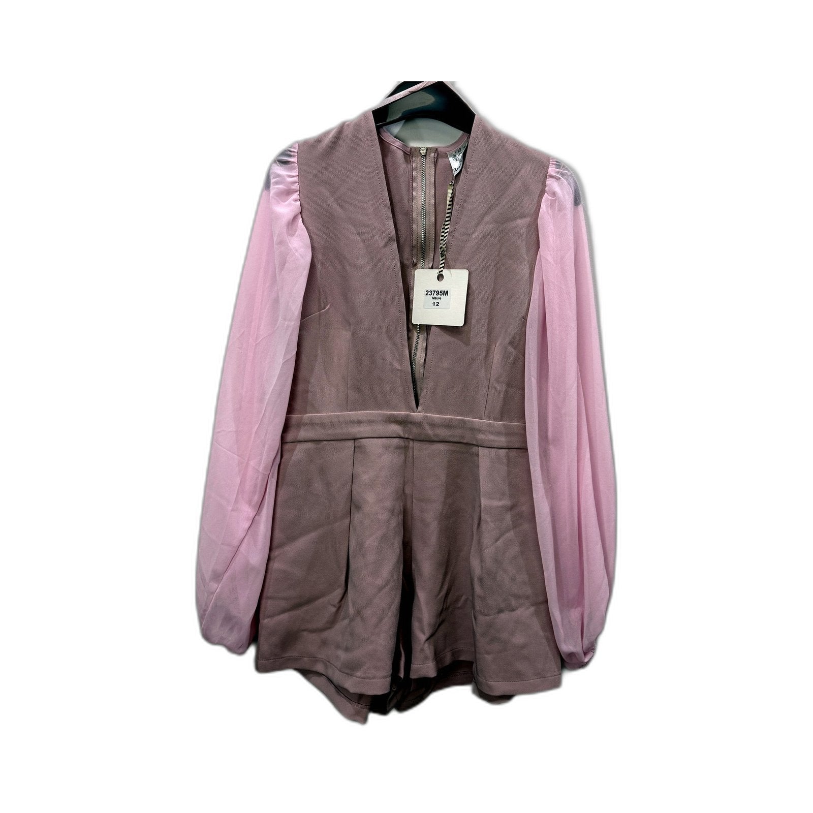 Angel Biba Womens Mauve Playsuit Jumpsuit with Long Sleeves, Size 12 NEW
