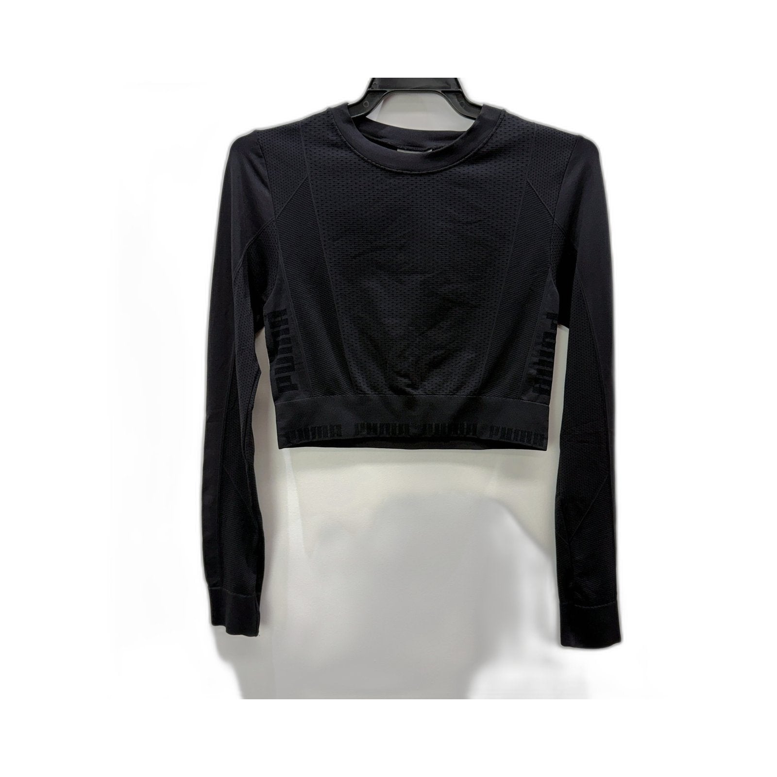 Puma Womens evoKNIT Seamless Long Sleeve Crop Top in Black, Size S NEW