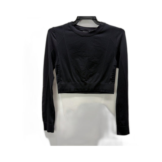 Puma Womens evoKNIT Seamless Long Sleeve Crop Top in Black, Size S NEW