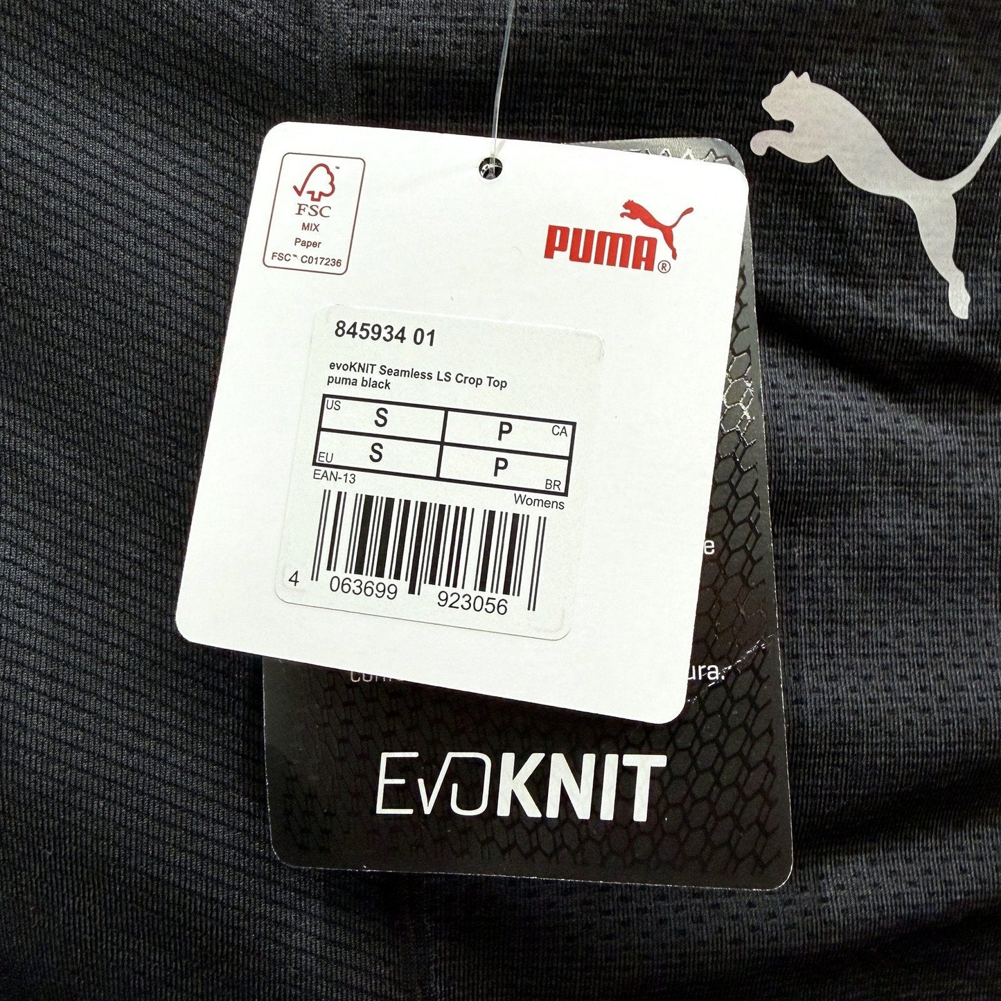 Puma Womens evoKNIT Seamless Long Sleeve Crop Top in Black, Size S NEW