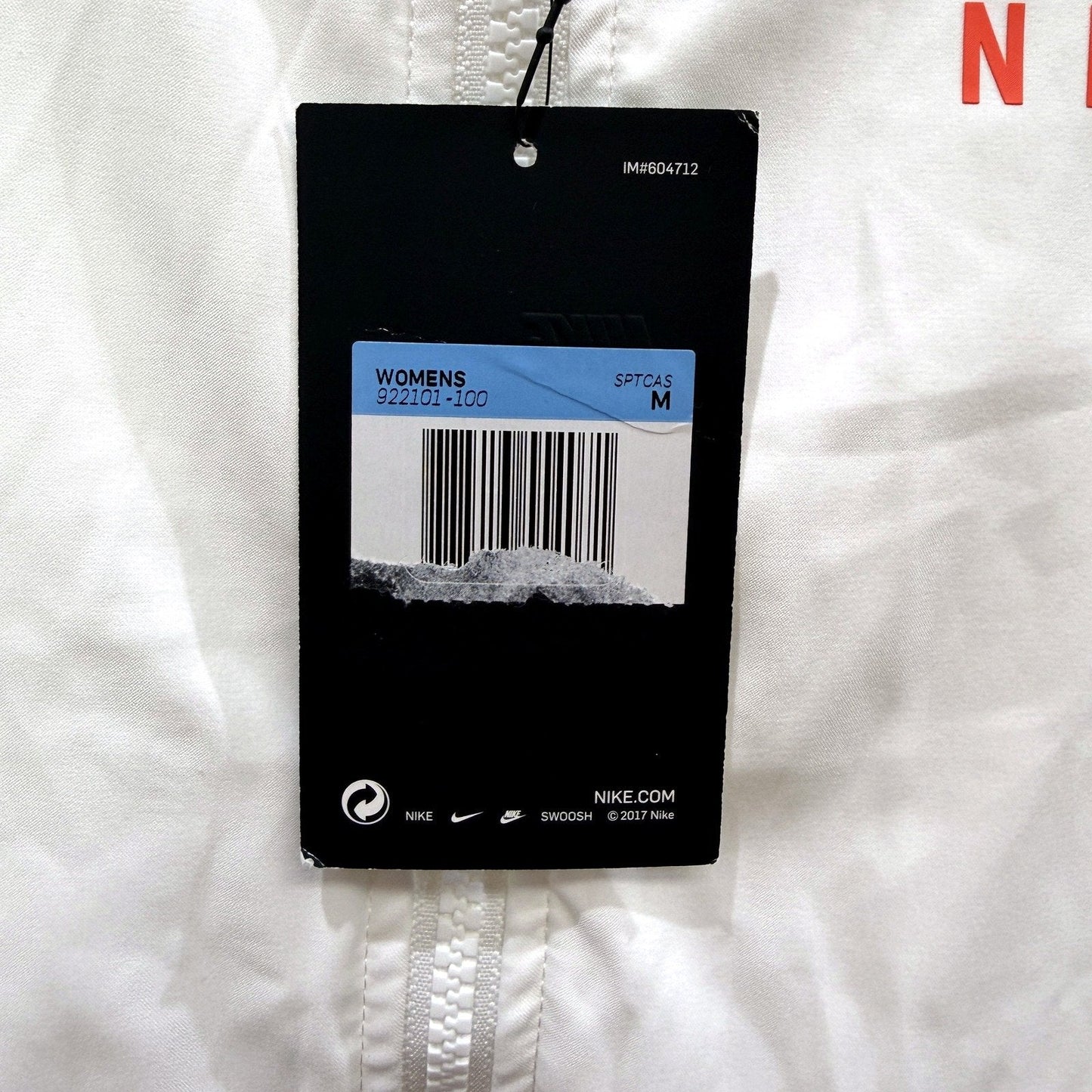 Nike Womens Lightweight Mesh Windbreaker Jacket in White, Size M NEW