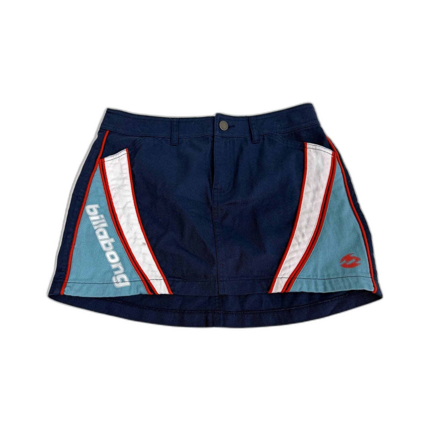 Billabong Womens Navy Blue Striped Cotton Denim Skirt, Size M