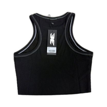 Elite Eleven Womens Cropped Ribbed Singlet Black Athletic Workout Top Size S NEW