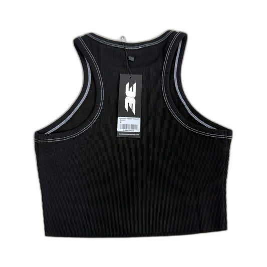 Elite Eleven Womens Cropped Ribbed Singlet Black Athletic Workout Top Size S NEW