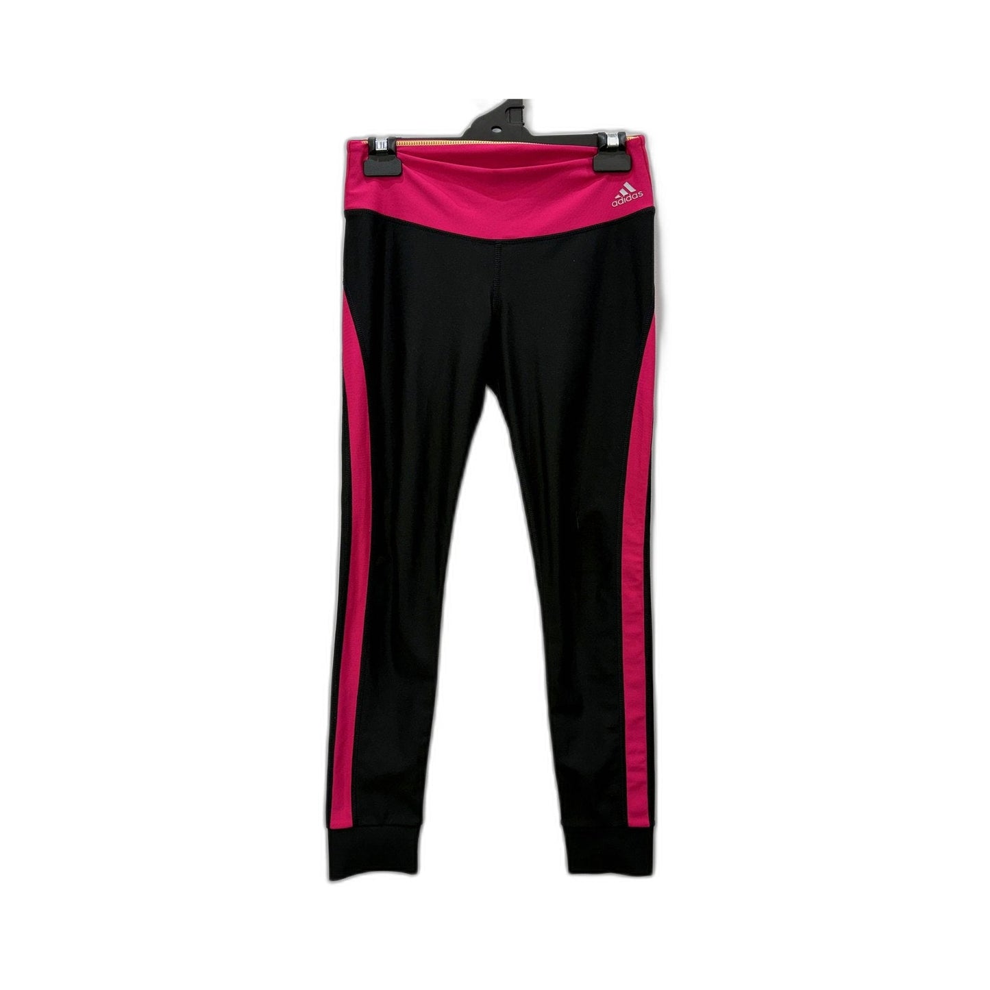 adidas Womens Colorblock Black Pink Athletic Workout Leggings XS NEW