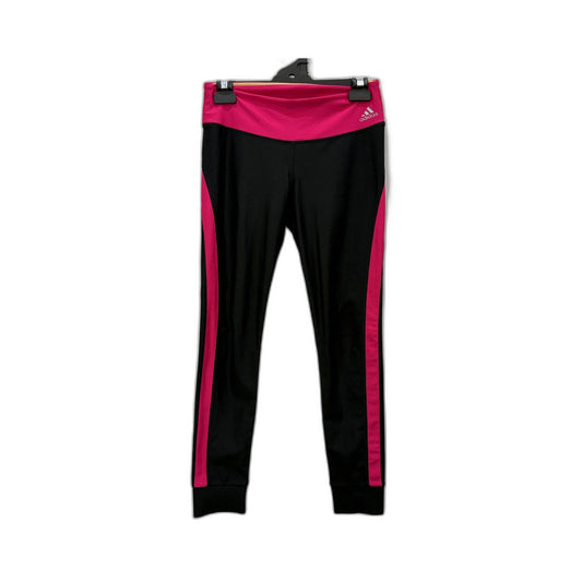 adidas Womens Colorblock Black Pink Athletic Workout Leggings XS NEW