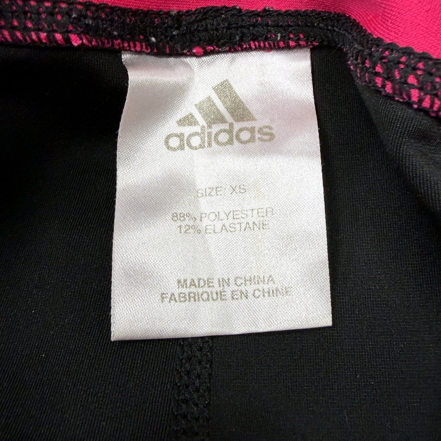 adidas Womens Colorblock Black Pink Athletic Workout Leggings XS NEW