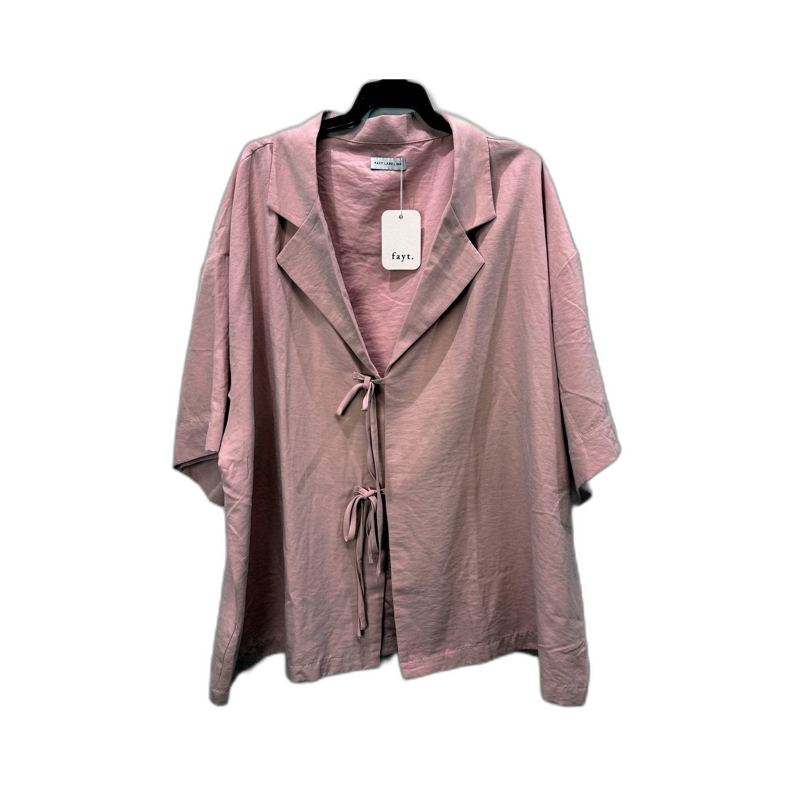 Fayt The Label Womens Junie Tie-Up Loose Fit Pink Pullover Shirt Size 22-24 NEW