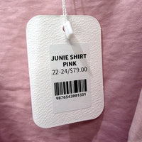 Fayt The Label Womens Junie Tie-Up Loose Fit Pink Pullover Shirt Size 22-24 NEW