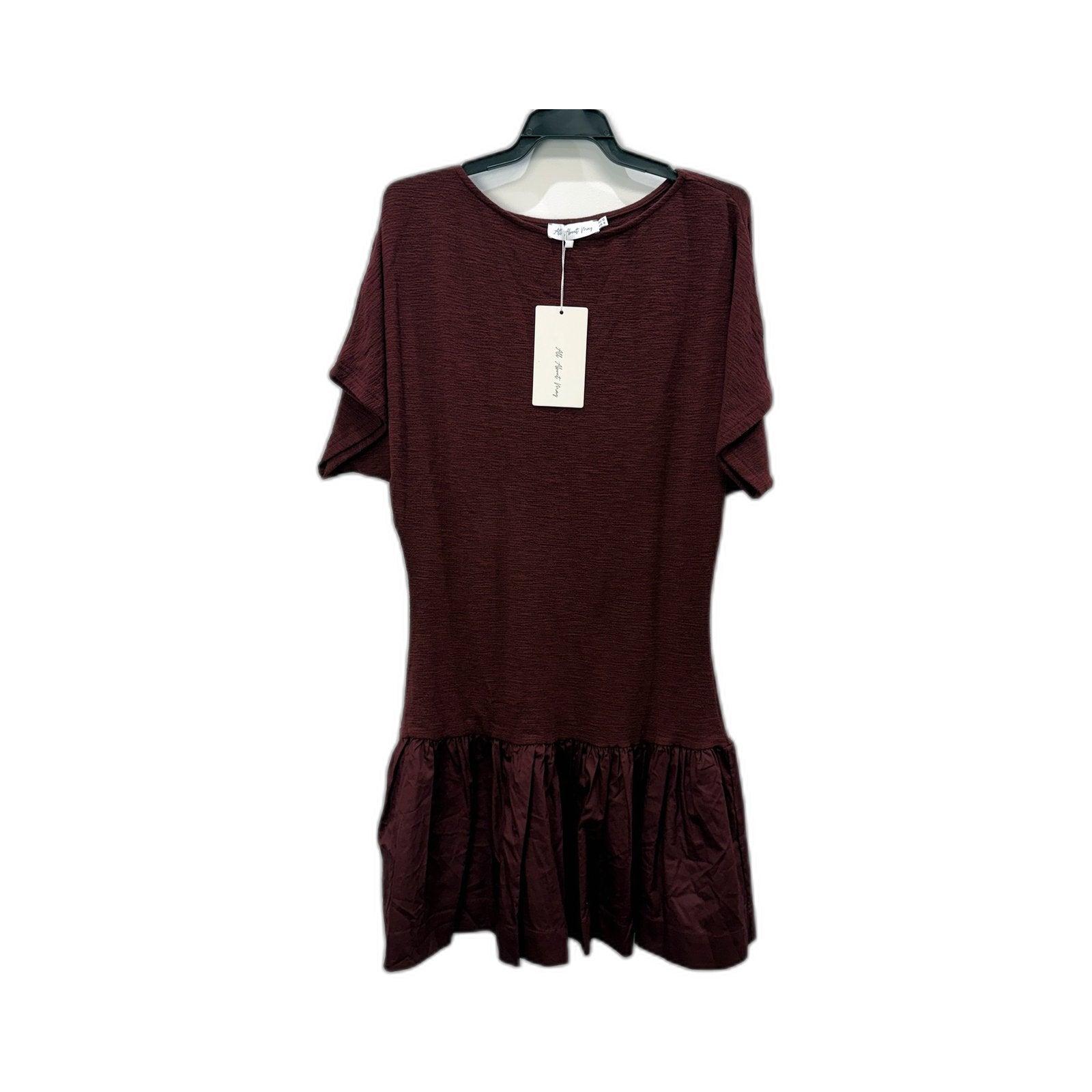 All About May Womens Shelly Mini Dress with Ruffle Hem in Wine Size 12 NEW