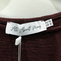 All About May Womens Shelly Mini Dress with Ruffle Hem in Wine Size 12 NEW