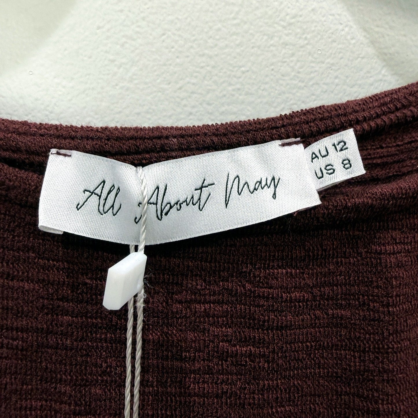 All About May Womens Shelly Mini Dress with Ruffle Hem in Wine Size 12 NEW
