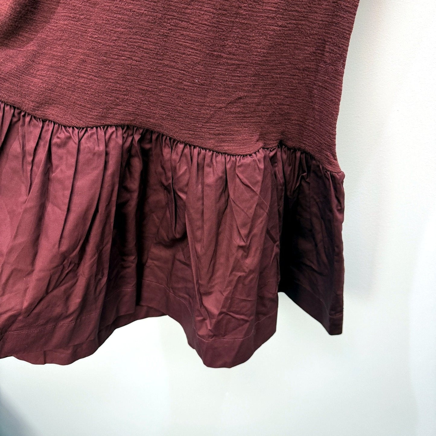 All About May Womens Shelly Mini Dress with Ruffle Hem in Wine Size 12 NEW