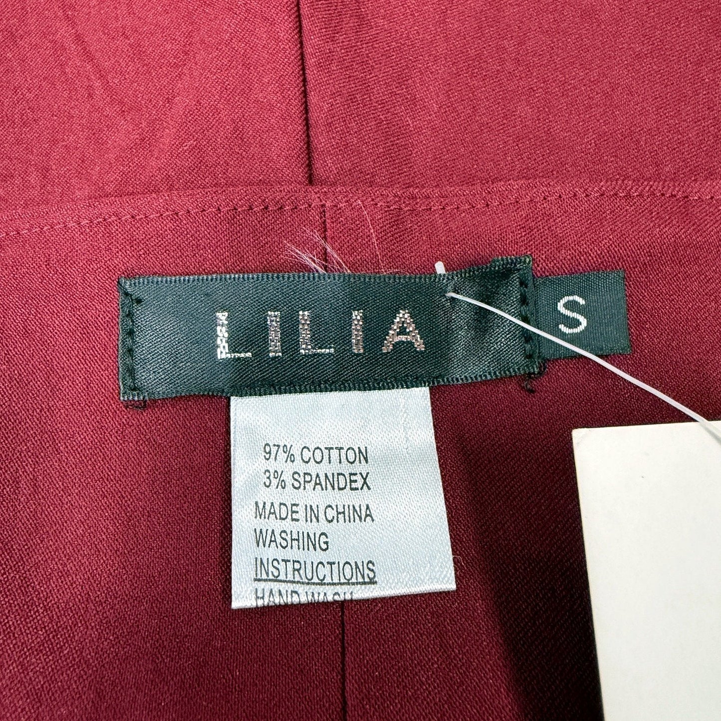 Lilia Womens Floral Embroidered Elastic Waist Burgundy Pants Size S NEW