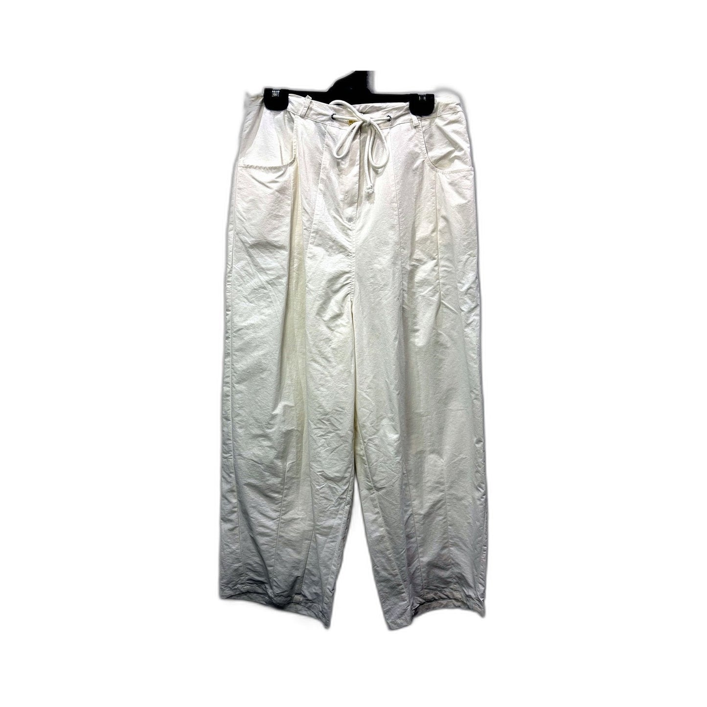 Lioness Womens White Cotton Cargo Pants with Drawstring Small NEW