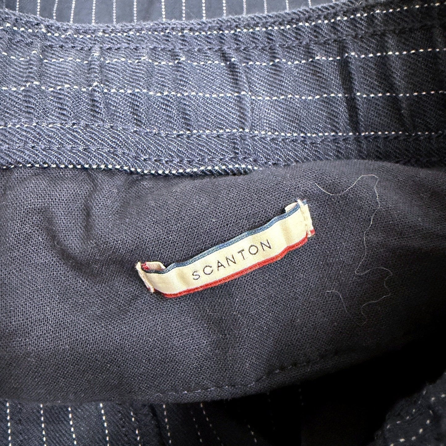 Tommy Jeans Mens Navy Blue Pinstriped Cotton Pants, Size M