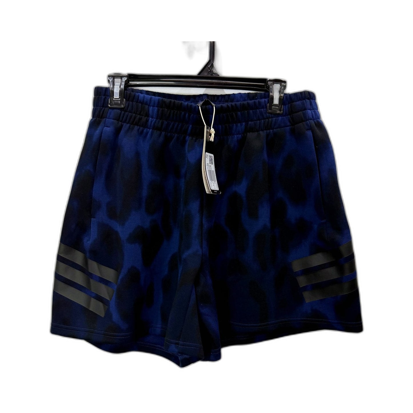 adidas Womens Wide Fit Lifestyle Shorts in Blue/Black, Medium Size NEW
