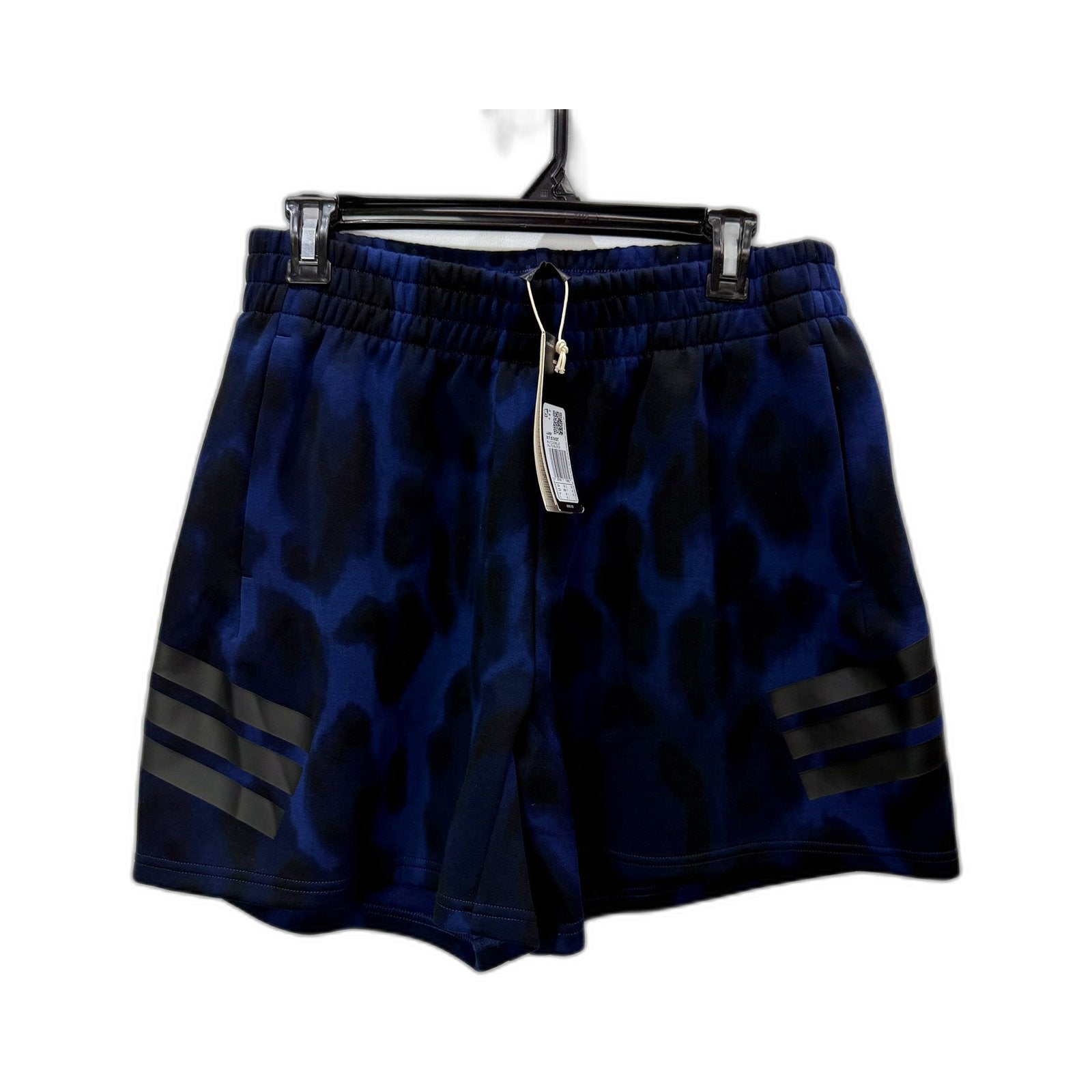 adidas Womens Wide Fit Lifestyle Shorts in Blue/Black, Medium Size NEW