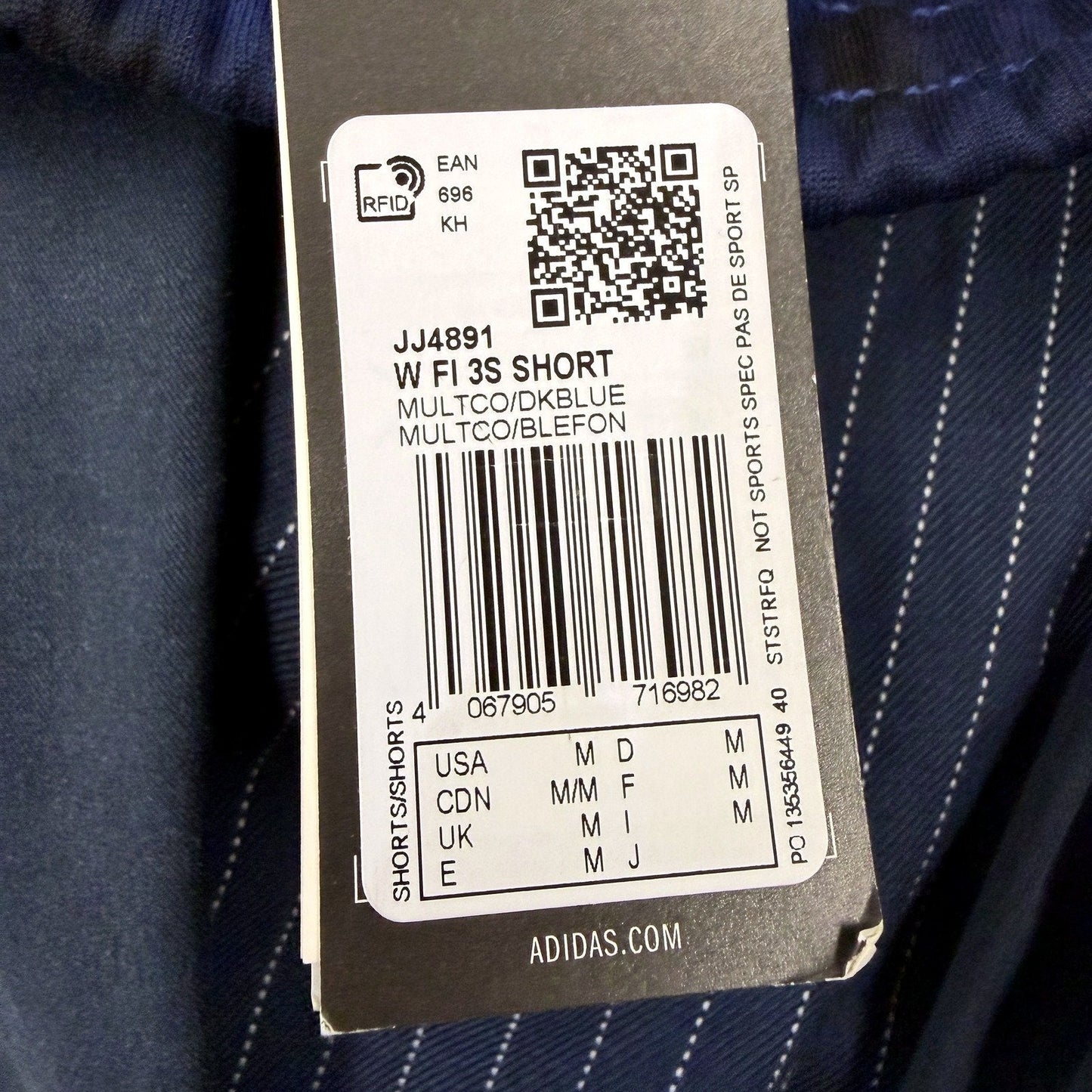adidas Womens Wide Fit Lifestyle Shorts in Blue/Black, Medium Size NEW