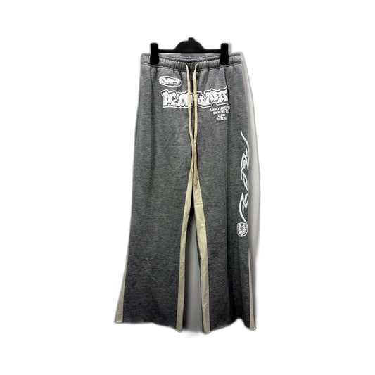 Neon Hart Womens Fleece Flared Joggers Gray Drawstring Pockets Size Small NEW