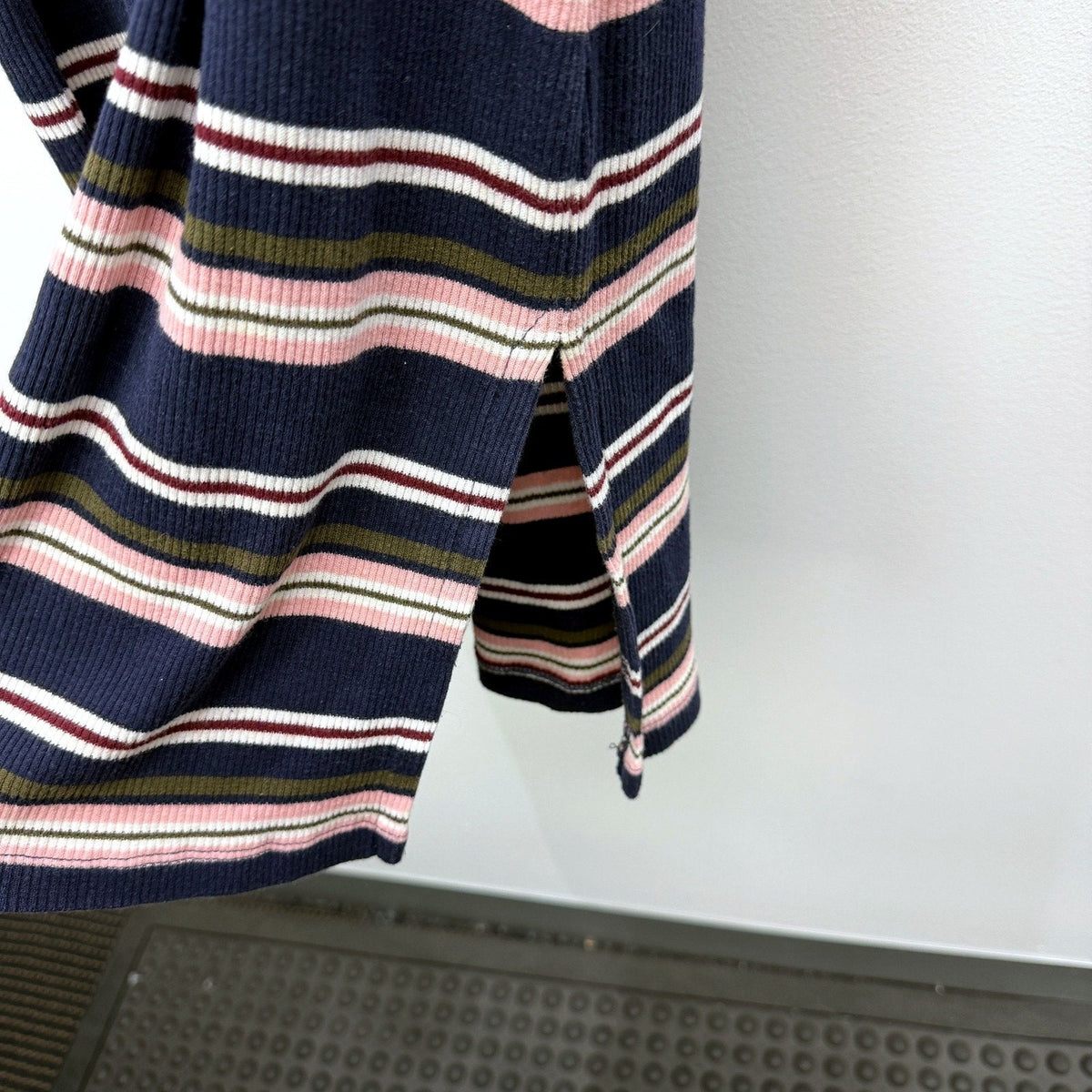 Emerson Womens Striped Knit T-Shirt Dress Multi Color Olive Size L