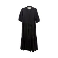 Decjuba Womens Tiered Puff Sleeve Midi Dress in Black for Small Size