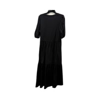 Decjuba Womens Tiered Puff Sleeve Midi Dress in Black for Small Size