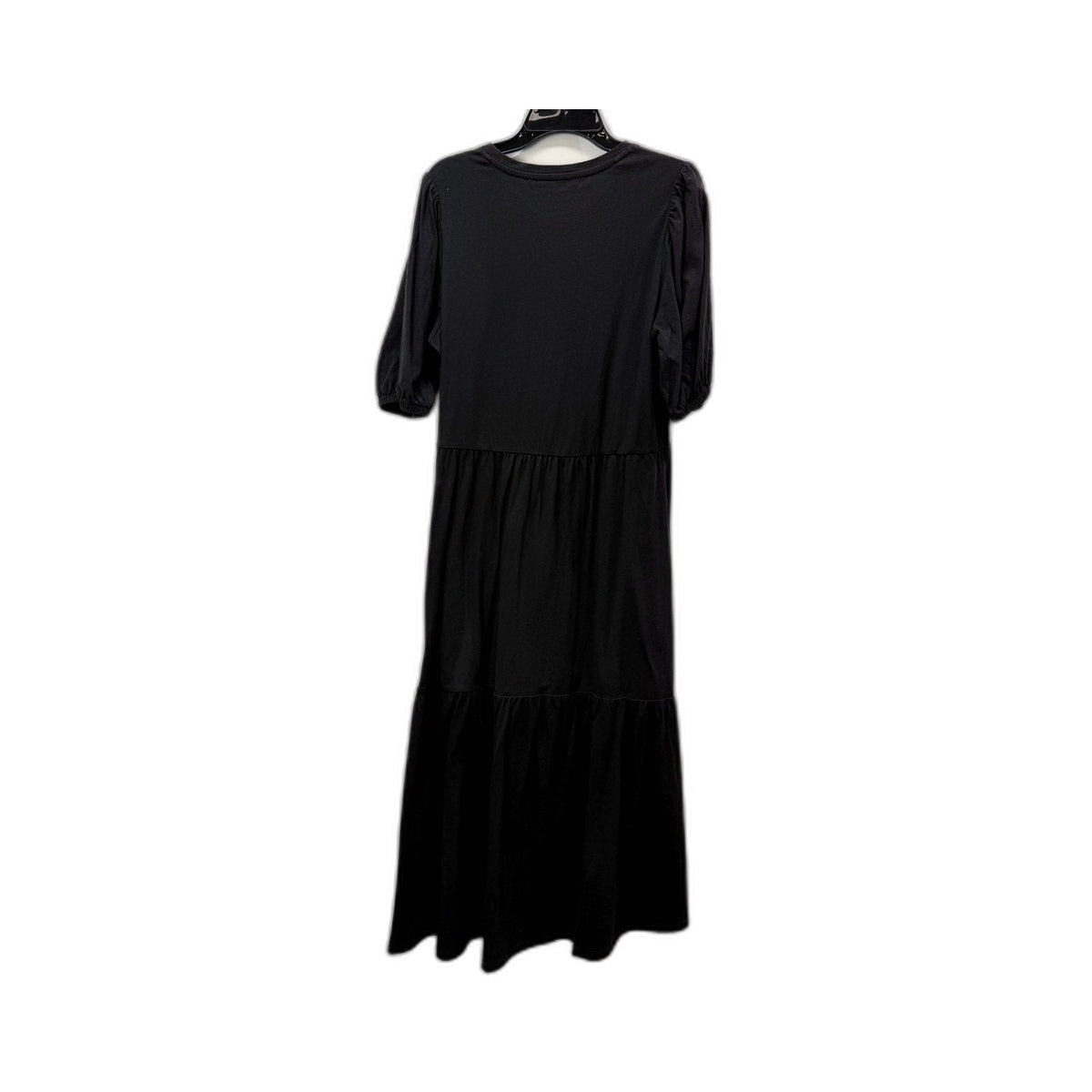 Decjuba Womens Tiered Puff Sleeve Midi Dress in Black for Small Size