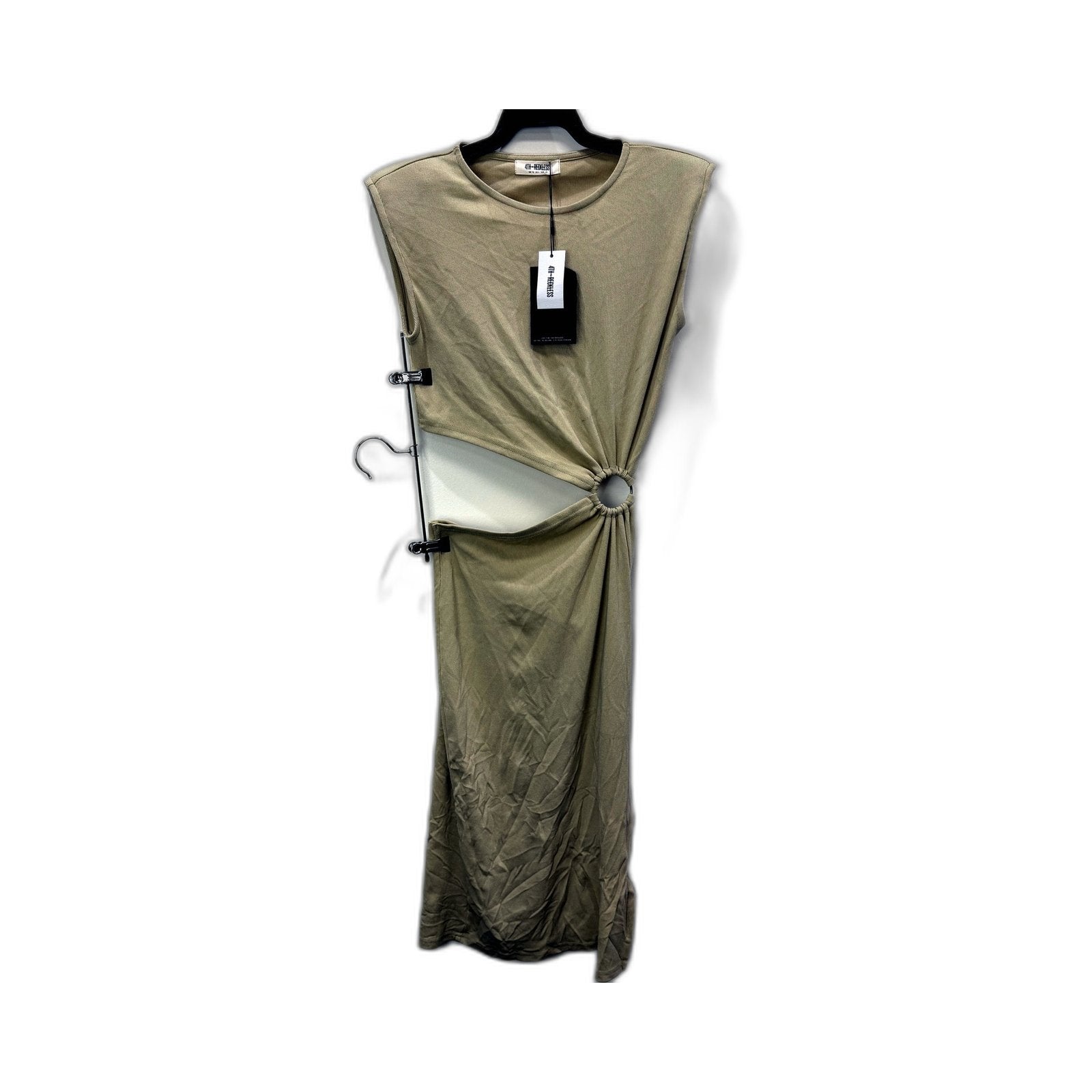 4th + Reckless Womens Beige Nude Rib Jersey Bodycon Dress Size 10 NEW
