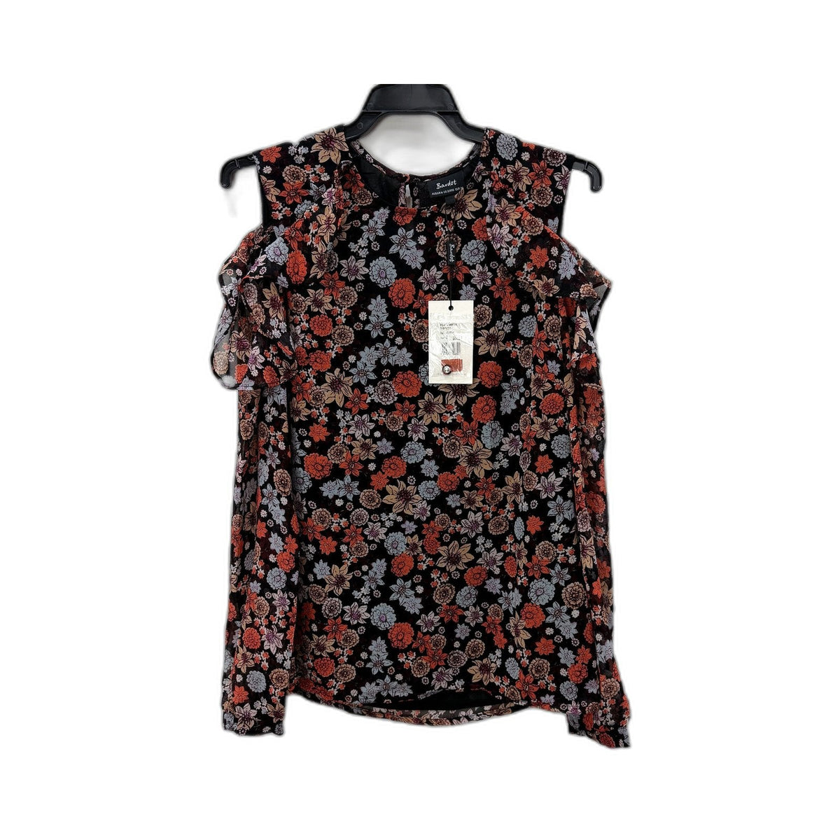 Bardot Womens Floral Ruffle Sleeve Cold Shoulder Twiggy Top Size 6 NEW