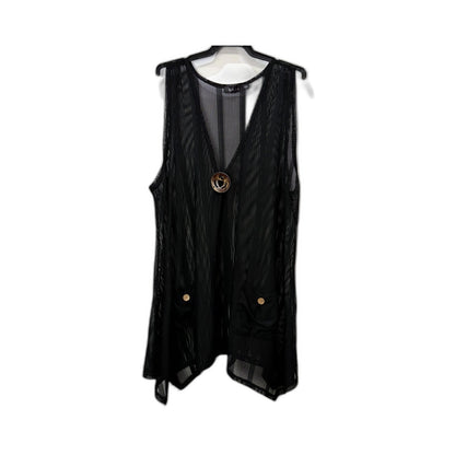 Lillia Womens Mesh Tank Top, Black Sleeveless Cotton Elastane XXL NEW