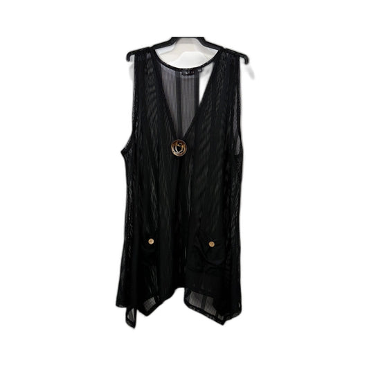 Lillia Womens Mesh Tank Top, Black Sleeveless Cotton Elastane XXL NEW