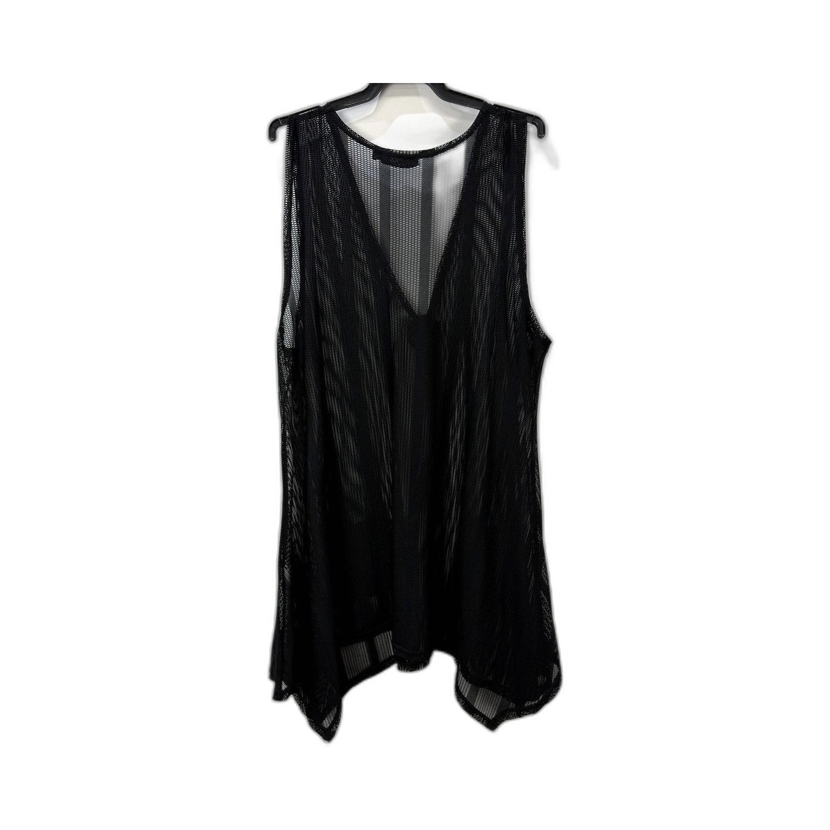 Lillia Womens Mesh Tank Top, Black Sleeveless Cotton Elastane XXL NEW