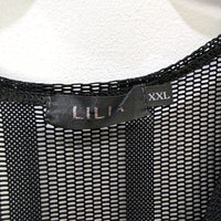 Lillia Womens Mesh Tank Top, Black Sleeveless Cotton Elastane XXL NEW