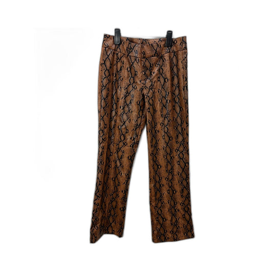 Alice in the Eve Womens Snake Print Faux Leather Pants Brown Black Size L NEW