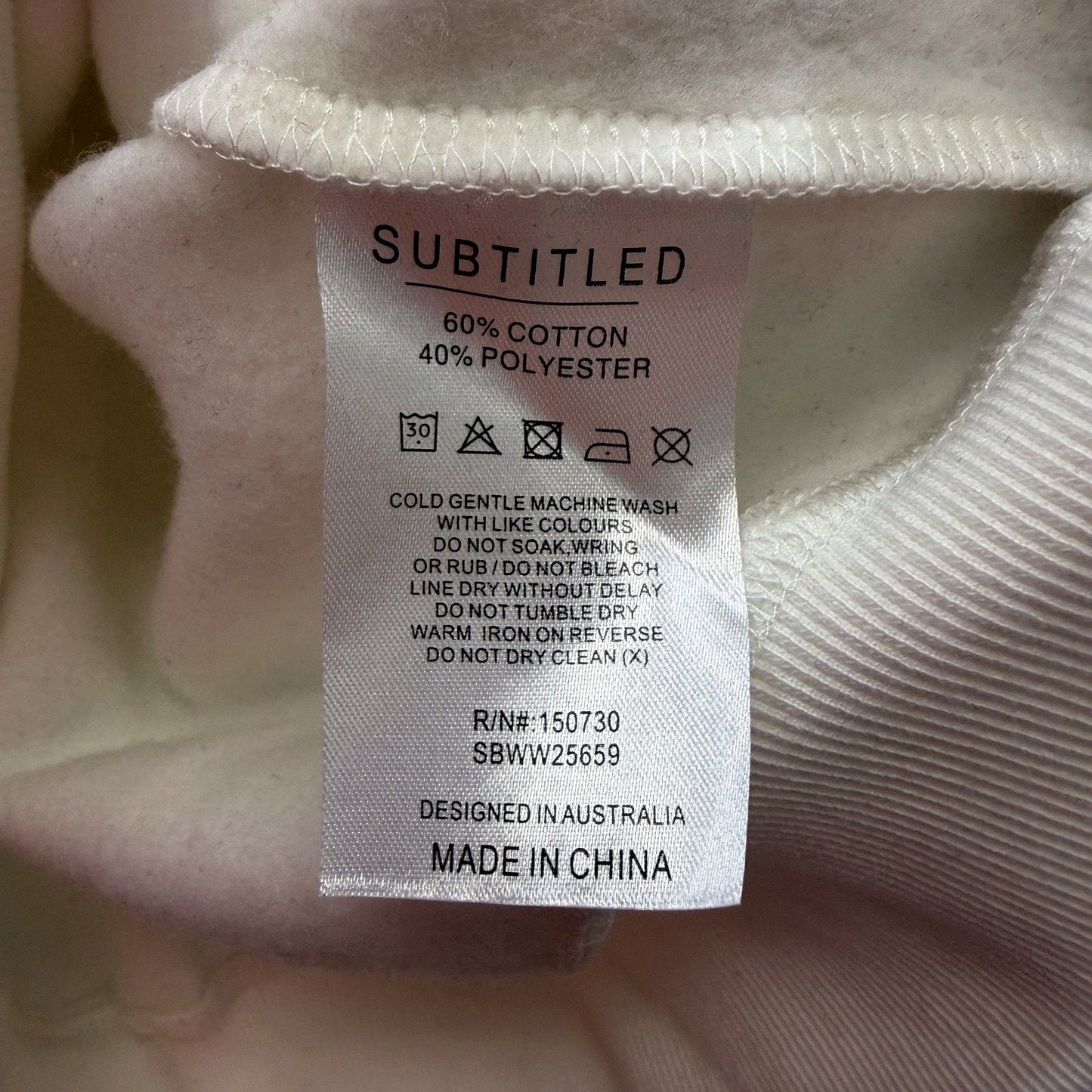 Subtitled Womens Zipped Sweatshirt Casual Athletic Hoodie White Size L NEW