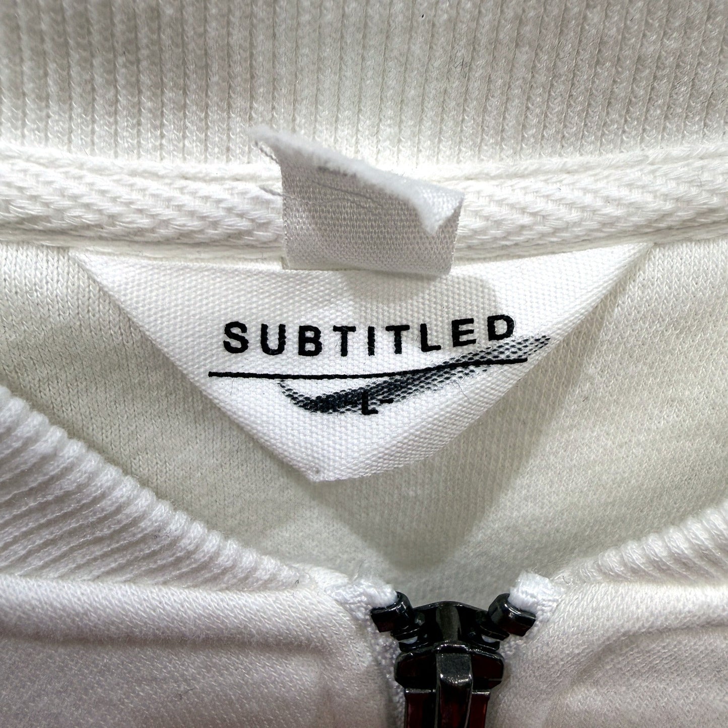 Subtitled Womens Zipped Sweatshirt Casual Athletic Hoodie White Size L NEW
