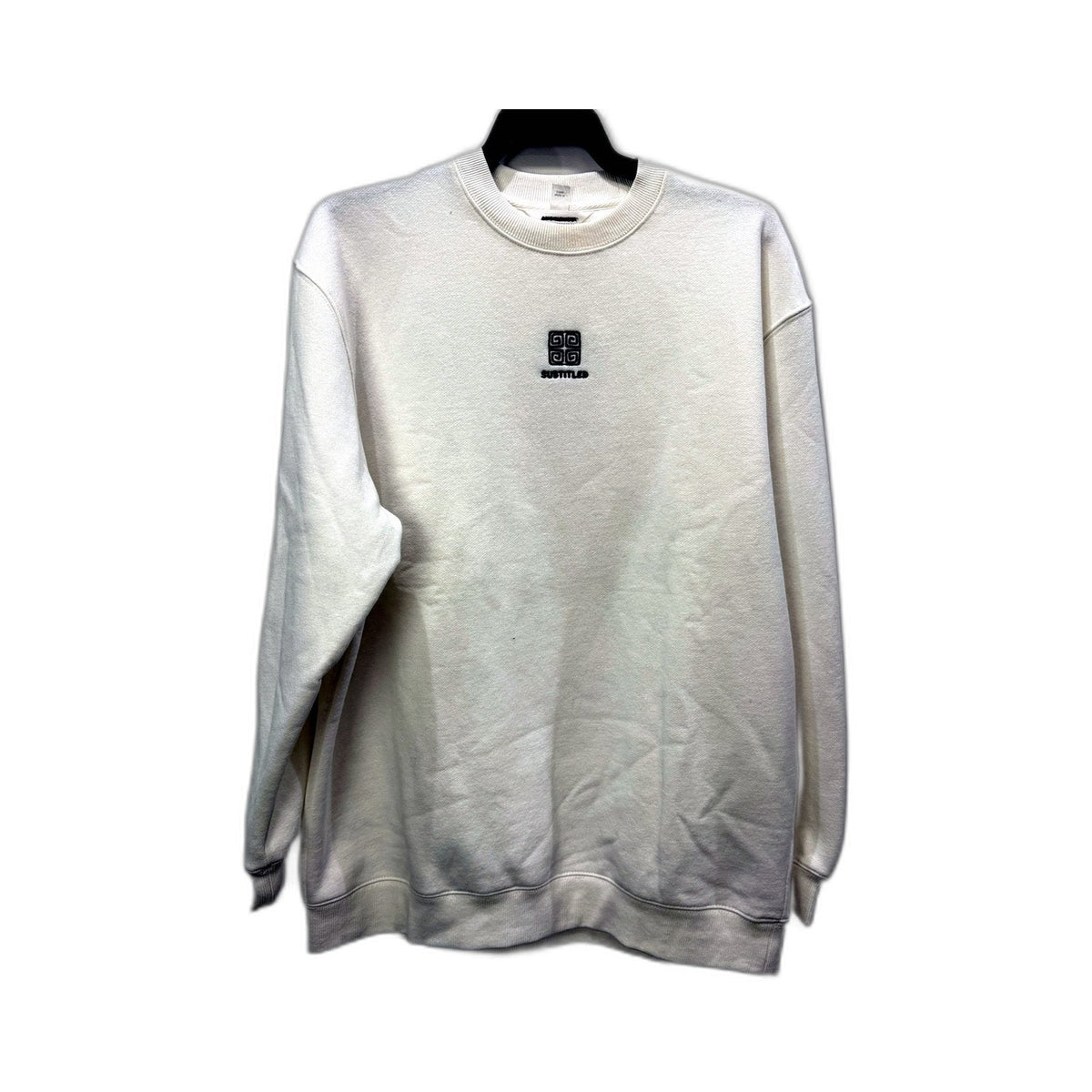Subtitled Womens Pullover Sweatshirt White Graphic Floral Design Size XS NEW