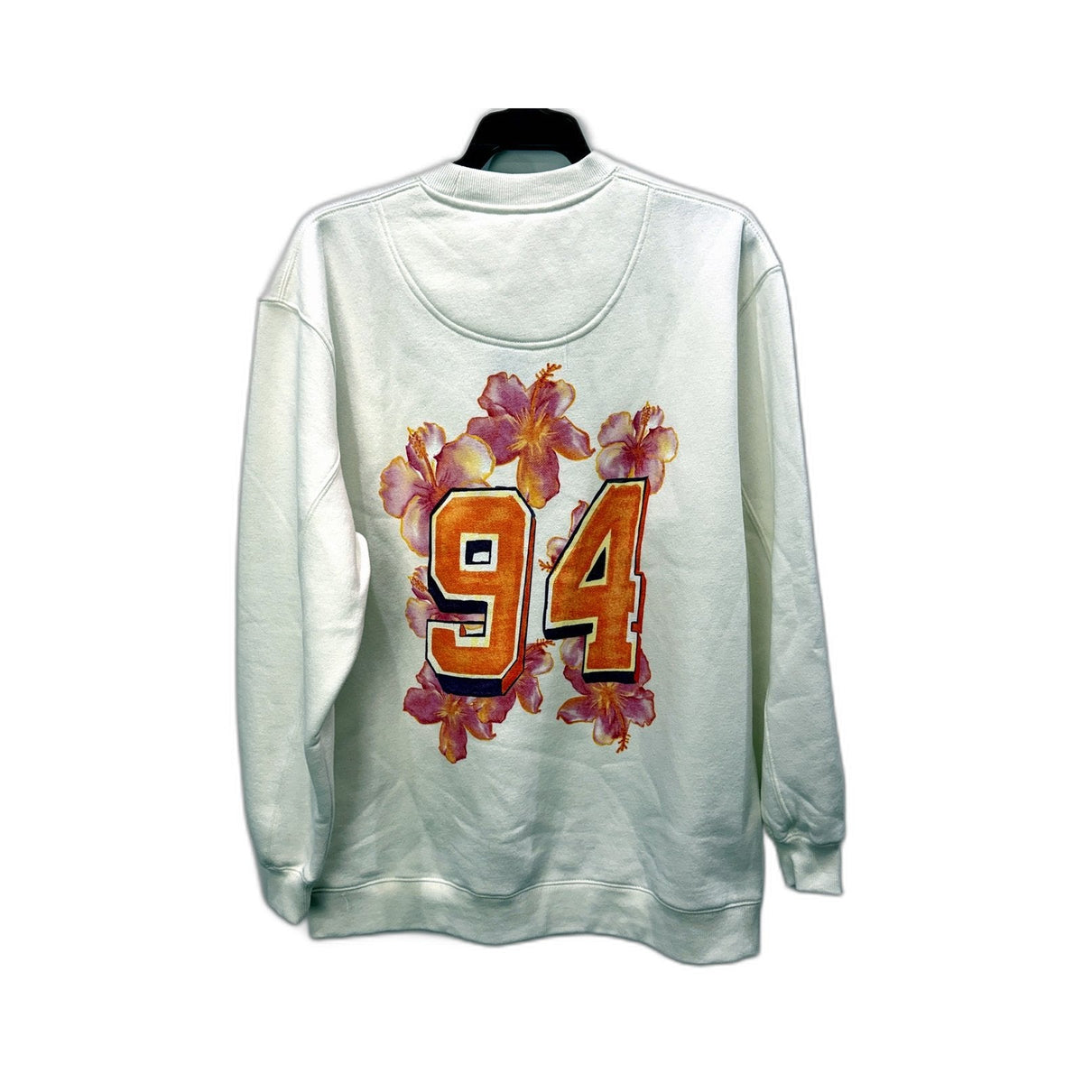 Subtitled Womens Pullover Sweatshirt White Graphic Floral Design Size XS NEW