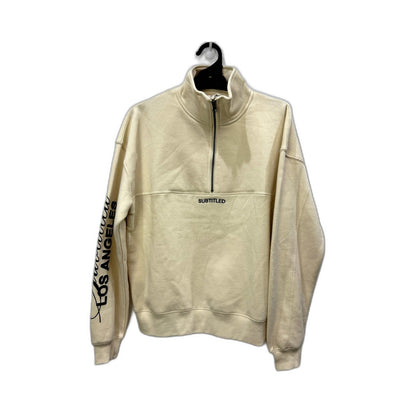 Subtitled Womens Quarter Zip Sweatshirt Beige Casual Comfortable Size XS NEW