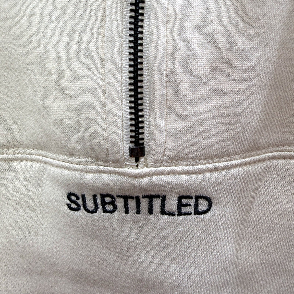 Subtitled Womens Quarter Zip Sweatshirt Beige Casual Comfortable Size XS NEW