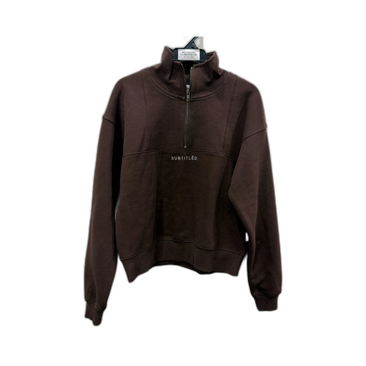 Subtitled Womens Quarter Zip Sweatshirt Brown Lightweight Casual Size XS NEW